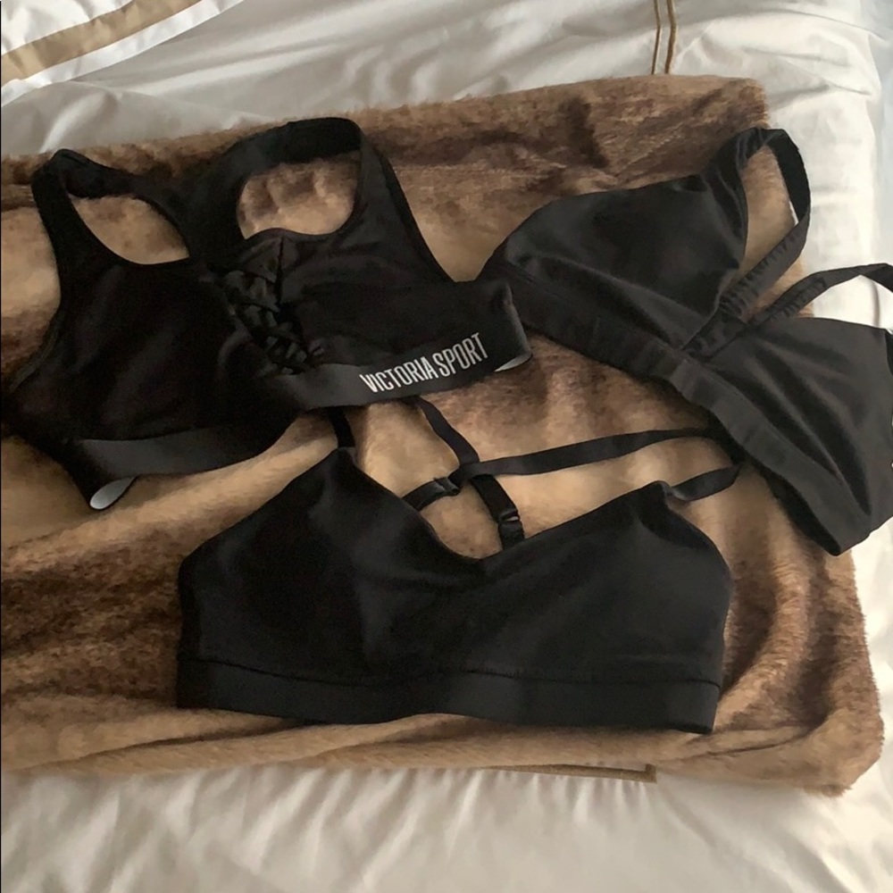 3 BLACK SPORTS BRAS, VICTORIA SECRET & FOREVER 21